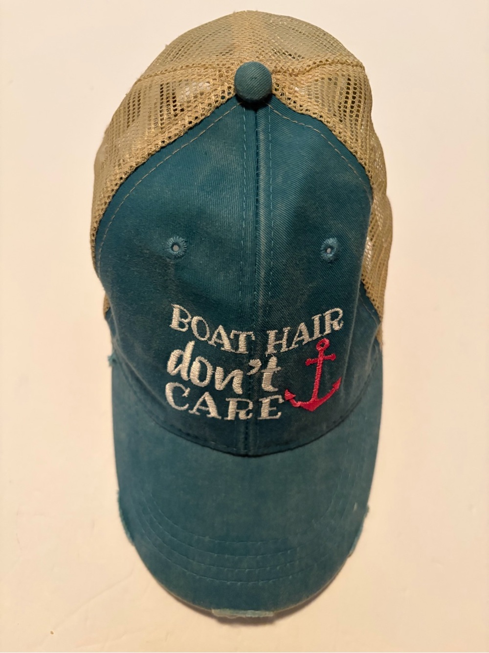 Boat Hair Don't Care Teal Mesh-Back Cap by